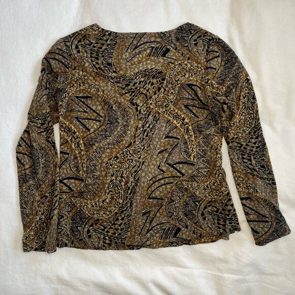West End Petite Bedazzled Mobwife Sopranos 3/4 Length Y2K Abstract Top size PM - Picture 2 of 9